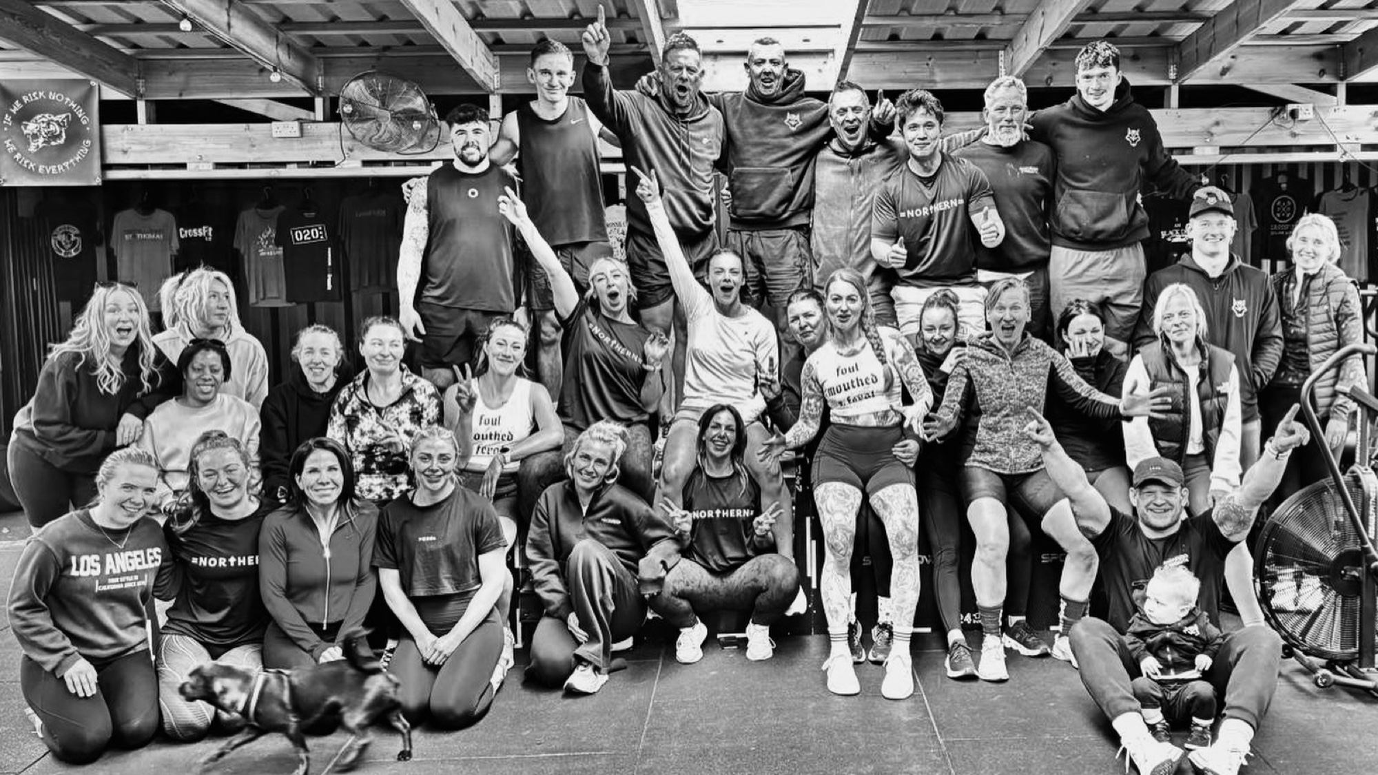 A large group of Awakening Strength members after training
